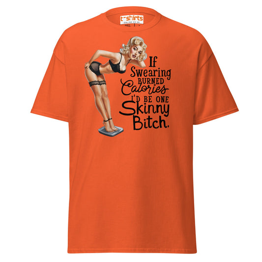 If Swearing Burned Calories T-Shirt | Funny Retro Tee - Orange - T-Shirts Online