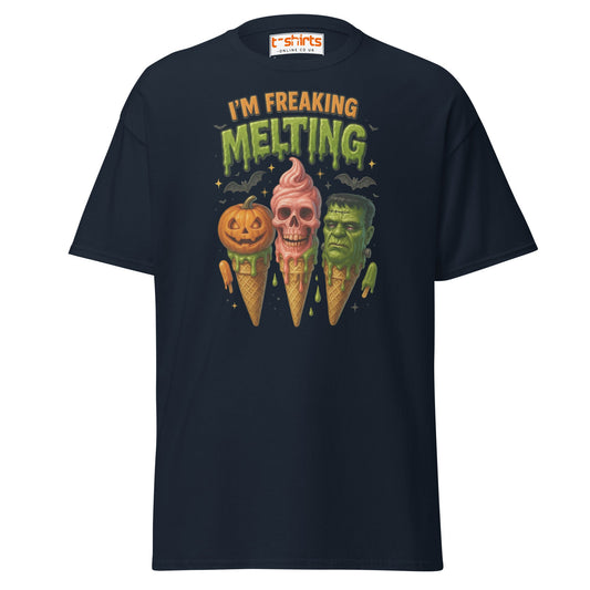I’m Freaking Melting T-Shirt – Funny Halloween Ice Cream Tee - Navy - T-Shirts Online