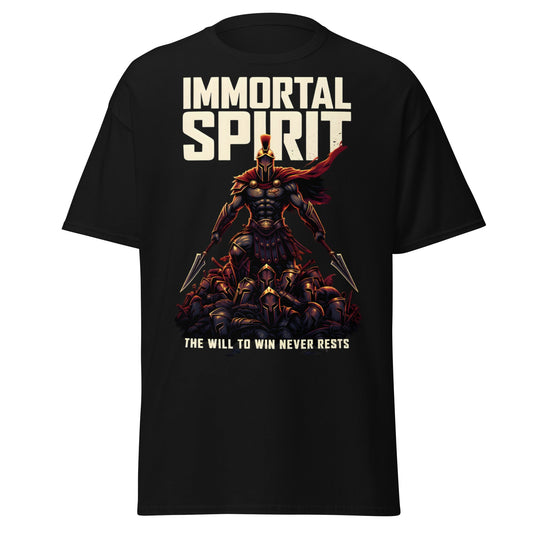 Immortal Spirit Spartan Warrior T-Shirt - Motivation Tee - Black - T-Shirts Online