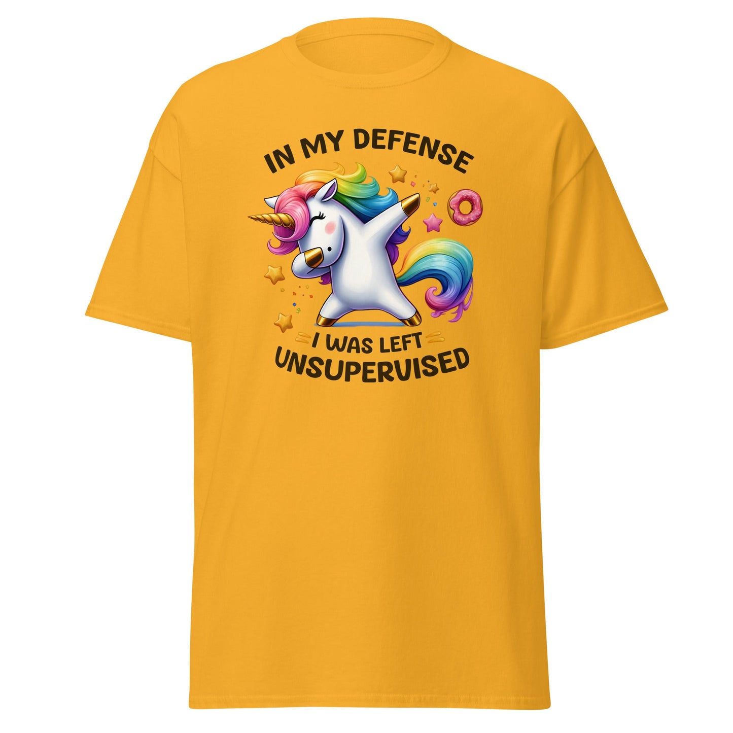 In My Defense | Unicorn T-Shirt - Gold - T-Shirts Online