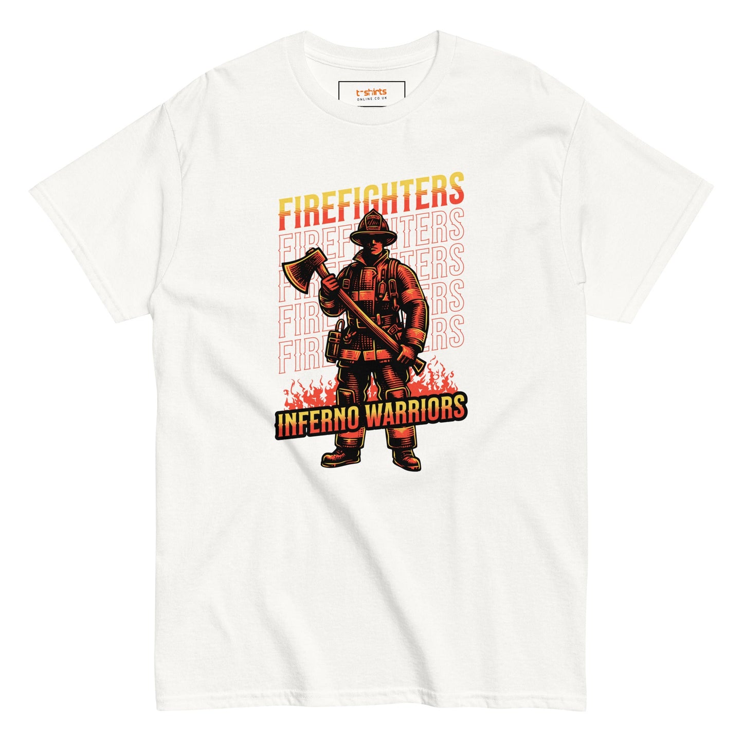 Inferno Warriors T-Shirt | Fireman Tee - White - T-Shirts Online