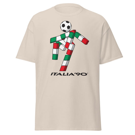 Italia '90 Retro Mascot T-Shirt - Ciao World Cup Tee - Natural - T-Shirts Online