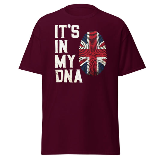 It's In My DNA British UK Union Jack Fingerprint T-Shirt - Maroon - T-Shirts Online