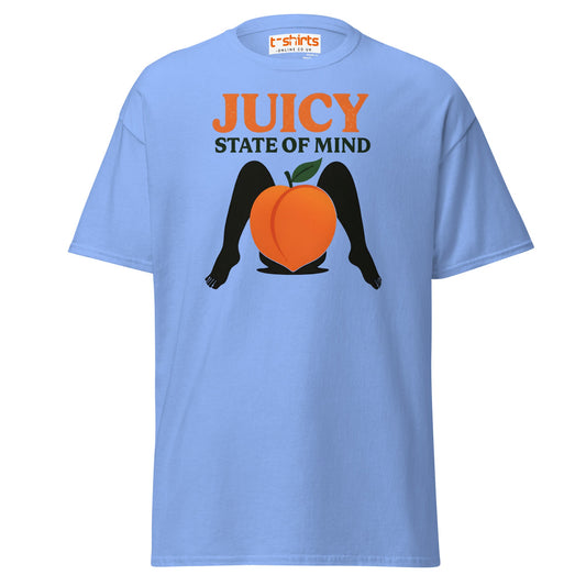 Juicy State of Mind T-Shirt – Funny Peach Adult Tee - Carolina Blue - T-Shirts Online
