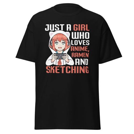 Just a Girl | Anime T-Shirt - Black - T-Shirts Online
