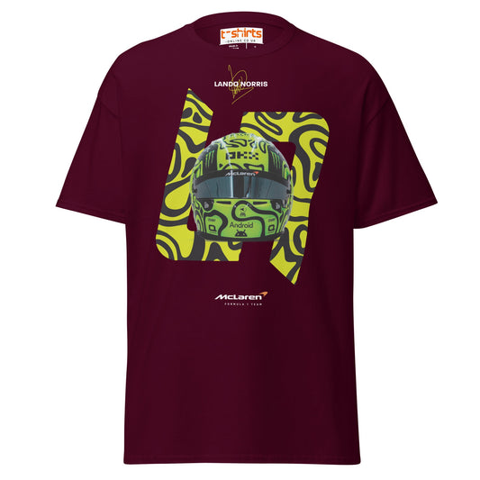 Lando Norris Helmet T-Shirt – McLaren F1 Team Tee - Maroon - T-Shirts Online