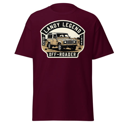 Landy Legend Off - Roader T-Shirt | Land Rover Defender Tee - Maroon - T-Shirts Online