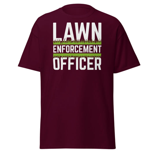Lawn Enforcement Officer T-Shirt - Funny Gardening Tee - Maroon - T-Shirts Online