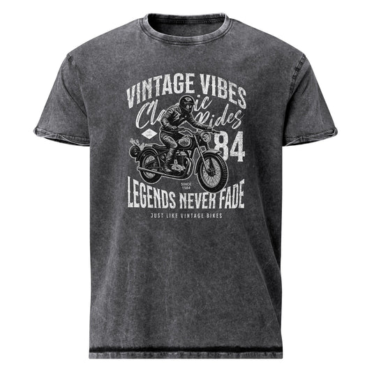 Legends Never Fade T-Shirt | Men's Denim Motorbike Tee - Black - T-Shirts Online