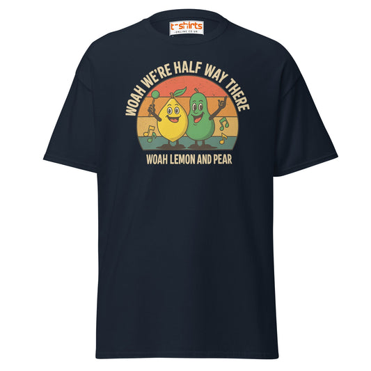 Lemon and Pear Funny Retro Singing T-Shirt - Navy - T-Shirts Online