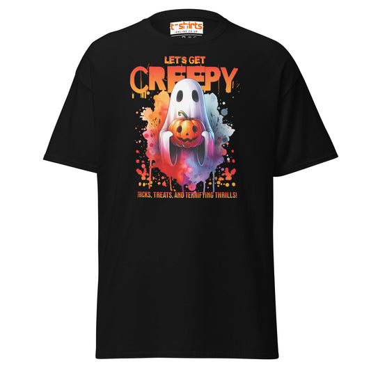Let’s Get Creepy Halloween T-Shirt - Black - T-Shirts Online
