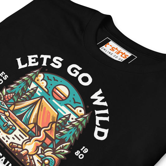 Let's Go Wild T-Shirt - Outdoor Mountain Tee - Navy - T-Shirts Online