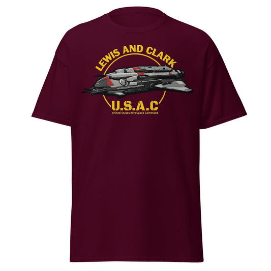 Lewis and Clark U.S.A.C. Starship Sci - Fi T-Shirt - Maroon - T-Shirts Online