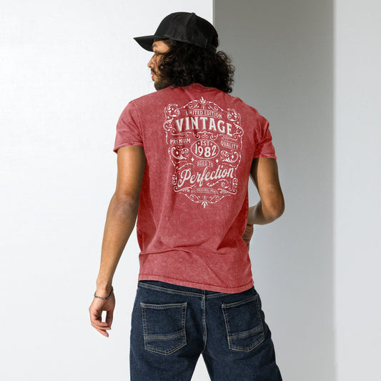 Limited Edition Denim T-Shirt | Men's Vintage Tee copy - Garnet Red - T-Shirts Online