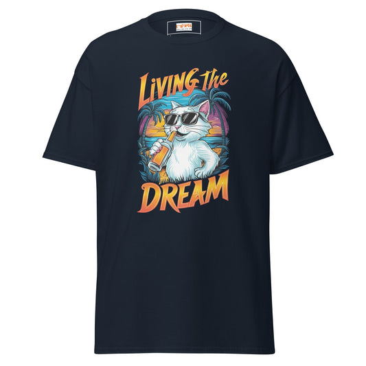 Living the Dream | Cat T-Shirt - Navy - T-Shirts Online