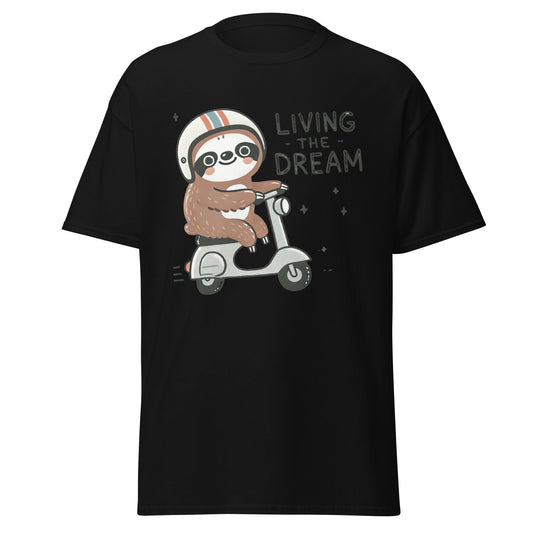 Living the Dream | Sloth T-Shirt - Black - T-Shirts Online