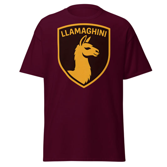 Llamaghini Funny Parody T-Shirt | Luxury Llama Car Tee - Maroon - T-Shirts Online