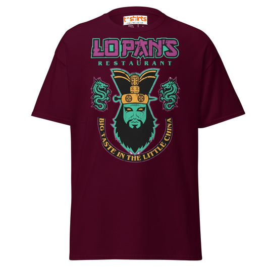 Lo Pan’s Restaurant T-Shirt | Retro Big Trouble Parody Tee - Maroon - T-Shirts Online