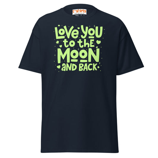 Love You to the Moon T-Shirt | Romantic Quote Tee - Navy - T-Shirts Online