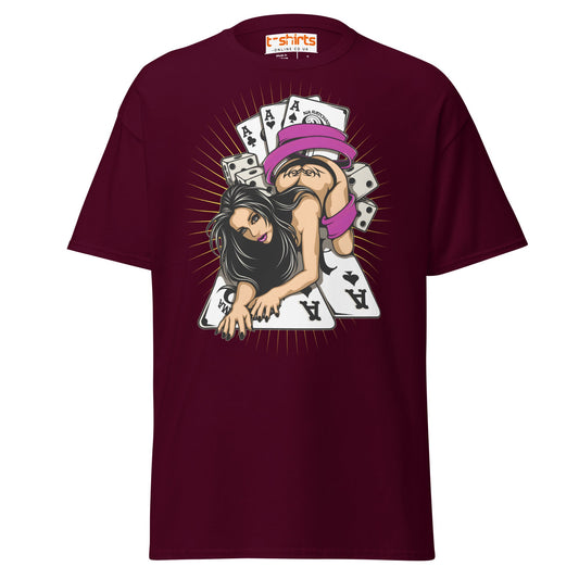 Lucky Lady Poker T-Shirt - Maroon - T-Shirts Online