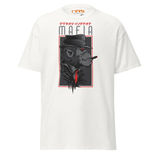 Mafia Gorilla T-Shirt | Bold Smoking Ape Graphic Tee - White - T-Shirts Online