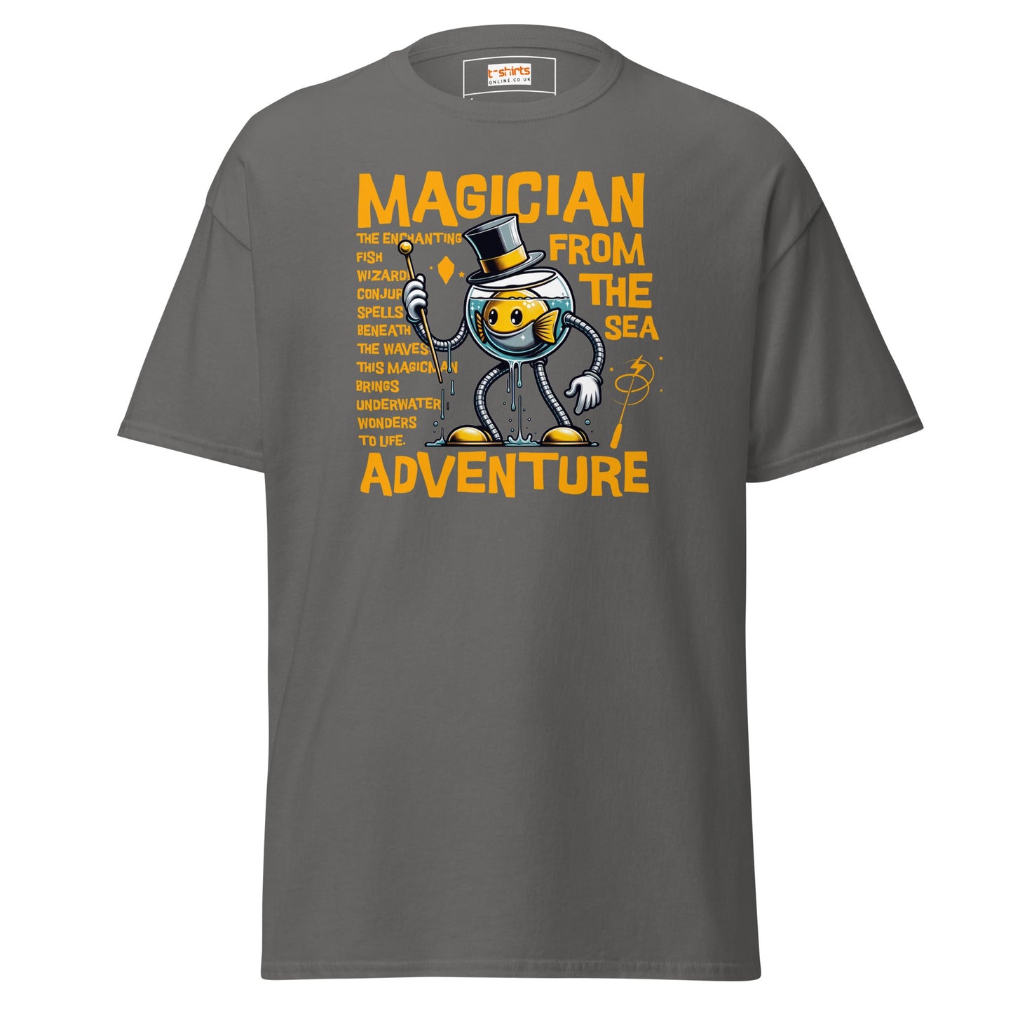 Magician From the Sea | Fishing T-Shirt - Charcoal - T-Shirts Online