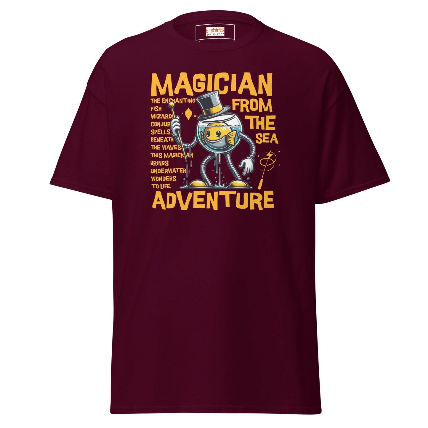 Magician From the Sea | Fishing T-Shirt - Maroon - T-Shirts Online