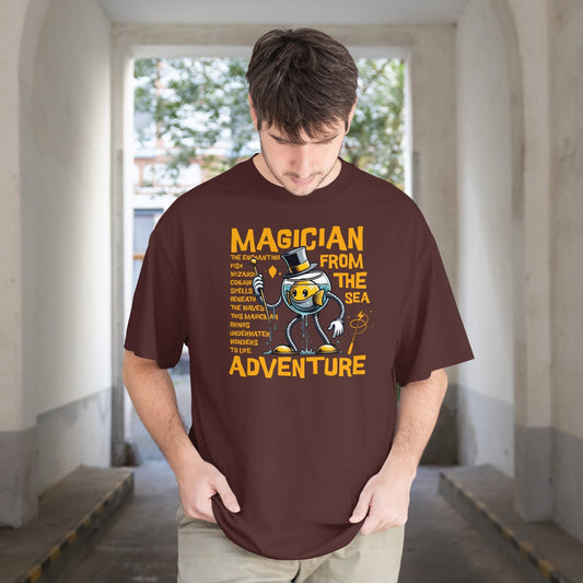 Magician From the Sea | Fishing T-Shirt - Maroon - T-Shirts Online