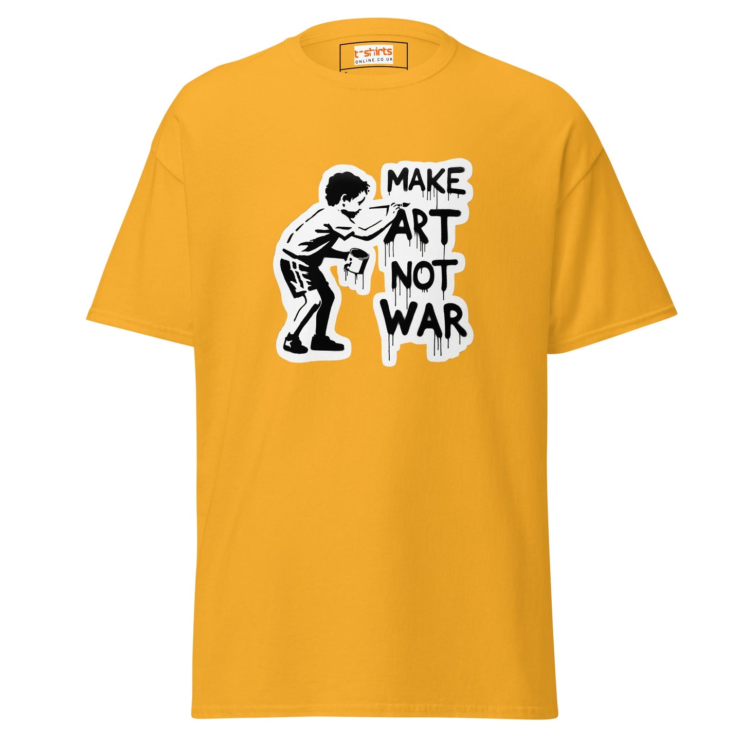 Make Art Not War | Banksy Inspired T-Shirt - Gold - T-Shirts Online