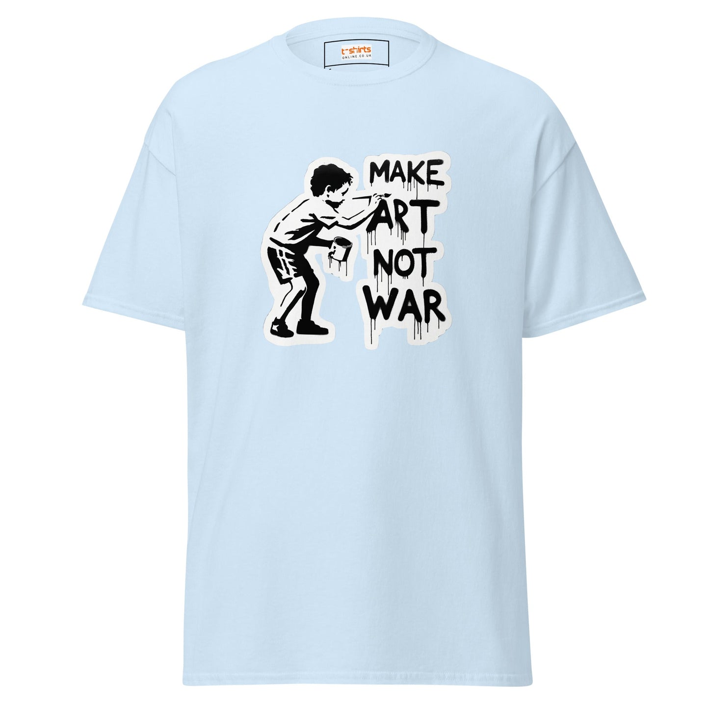 Make Art Not War | Banksy Inspired T-Shirt - Light Blue - T-Shirts Online