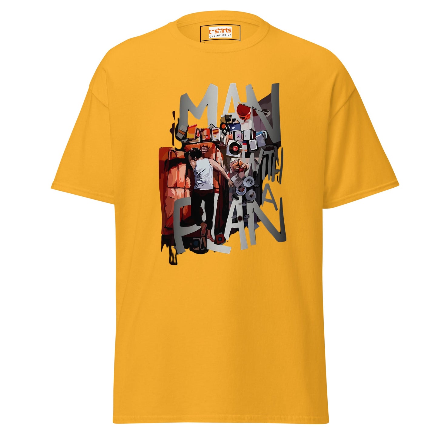 Man with a Plan | Men's Funny T Shirt - Gold - T-Shirts Online