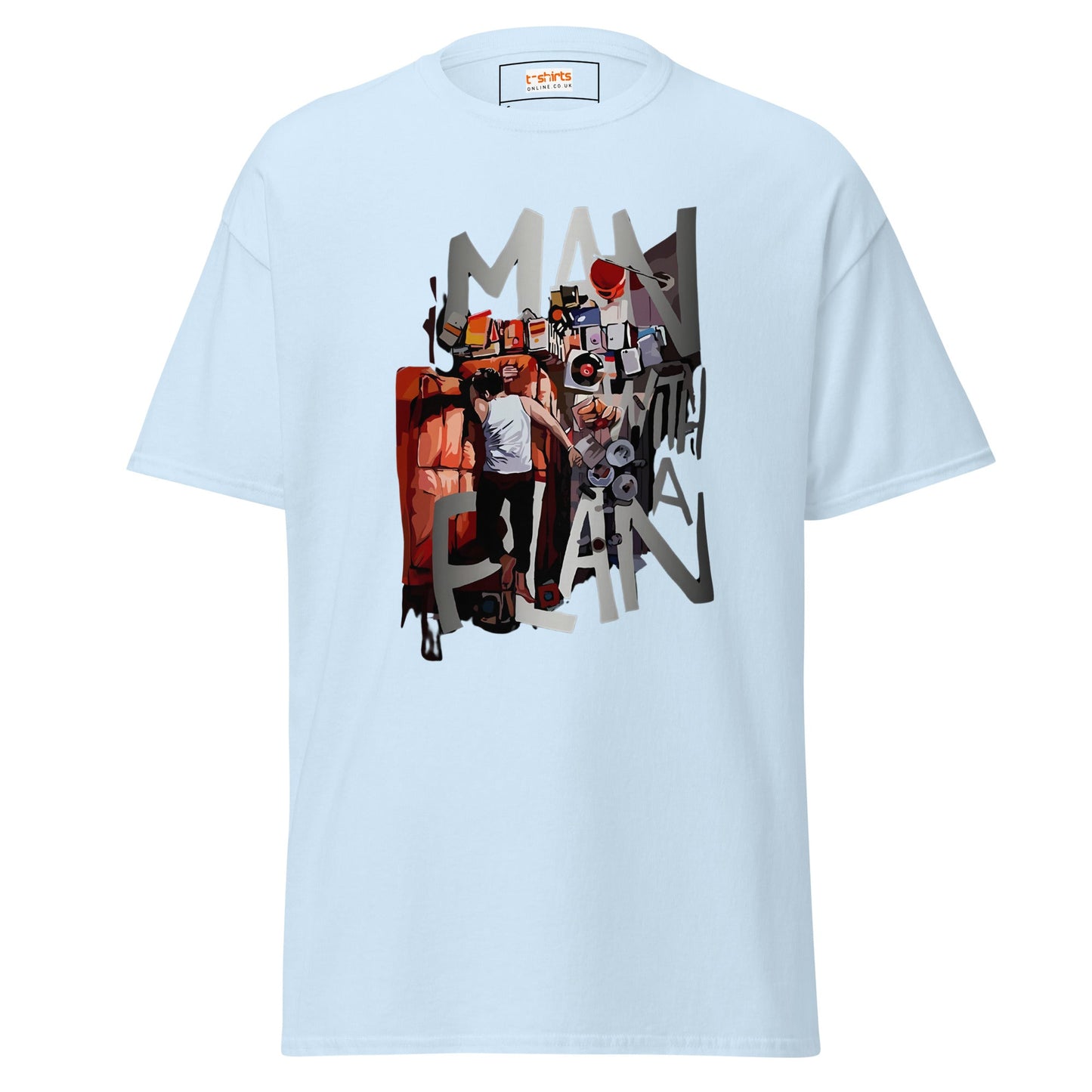 Man with a Plan | Men's Funny T Shirt - Light Blue - T-Shirts Online