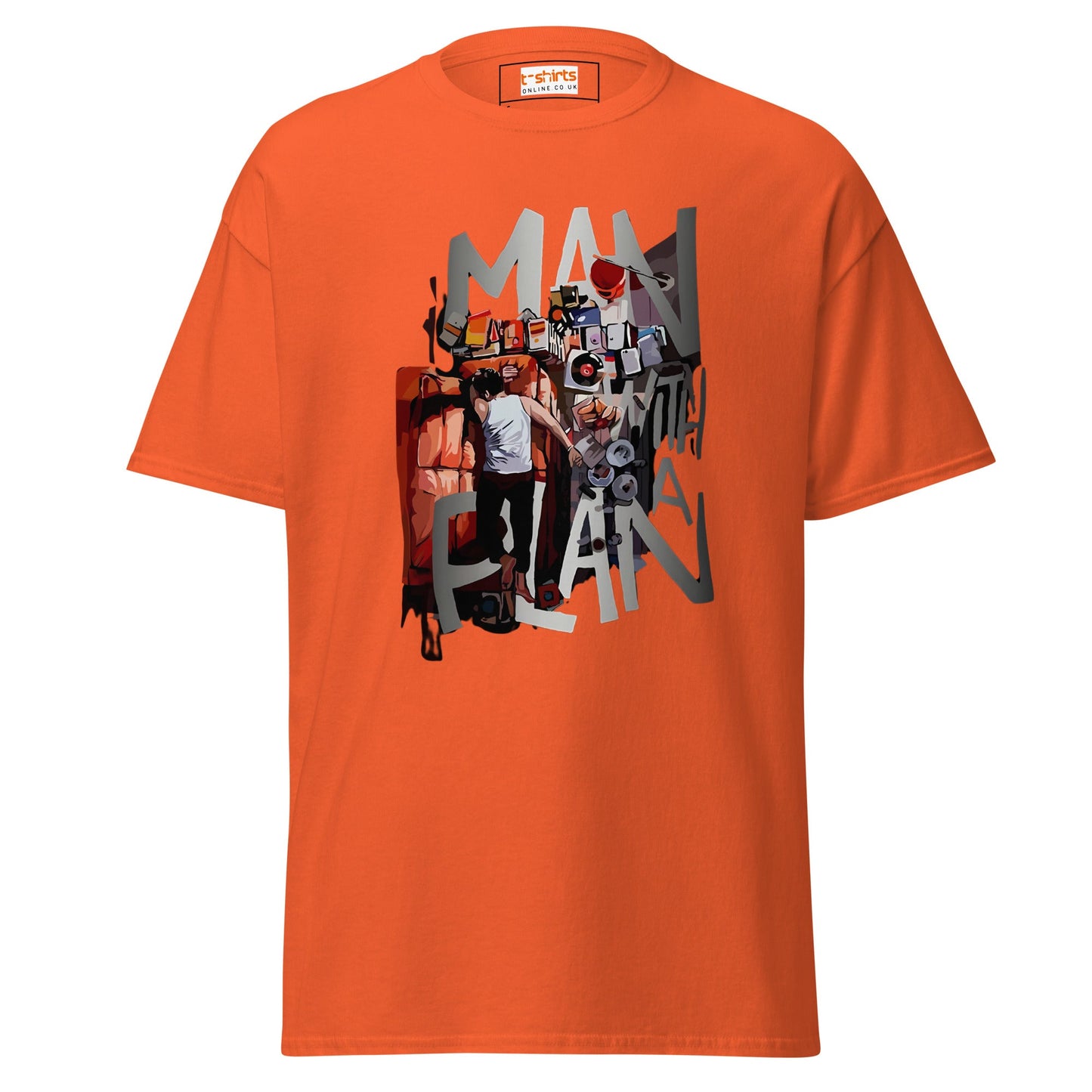 Man with a Plan | Men's Funny T Shirt - Orange - T-Shirts Online
