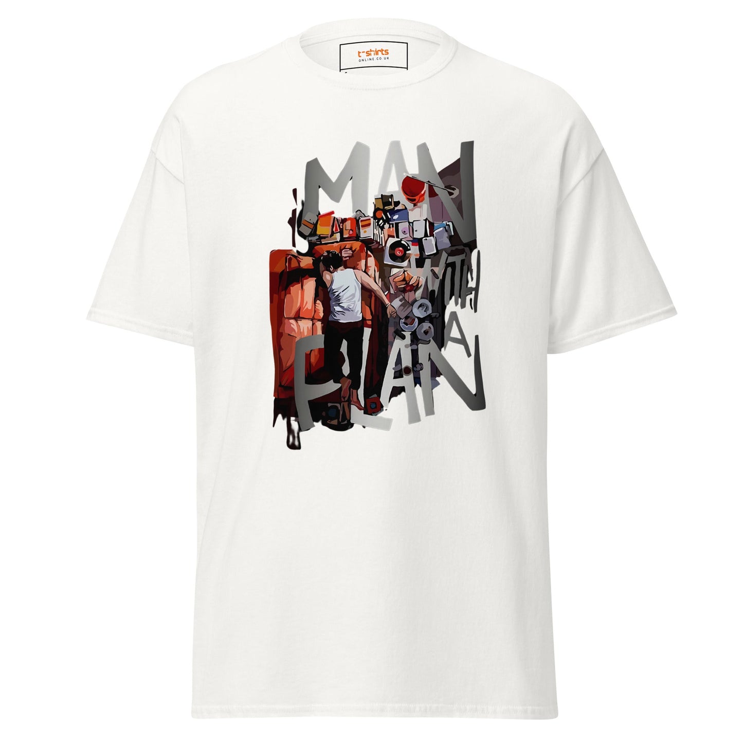 Man with a Plan | Men's Funny T Shirt - White - T-Shirts Online