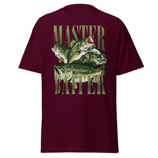 Master Baiter Fishing T-Shirt - Funny Bass Angler Tee - Maroon - T-Shirts Online