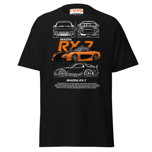 Mazda RX - 7 T-Shirt | JDM Rotary Engine Legend Tee - Black - T-Shirts Online