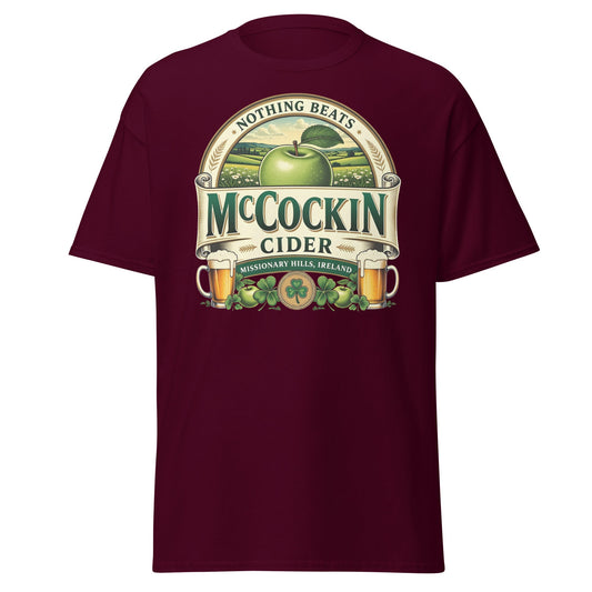McCockin Cider Funny Irish Wordplay T-Shirt - Maroon - T-Shirts Online