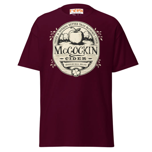 McCockin Cider T-Shirt | Funny Irish Pub Parody Tee - Maroon - T-Shirts Online
