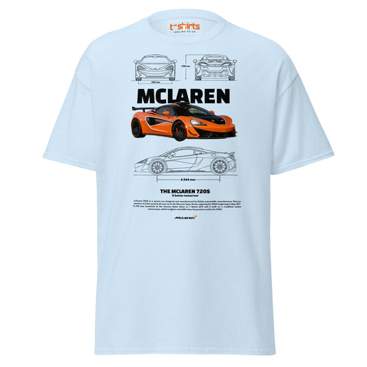 McLaren 720S T-Shirt | Supercar Fan Graphic Tee - Light Blue - T-Shirts Online