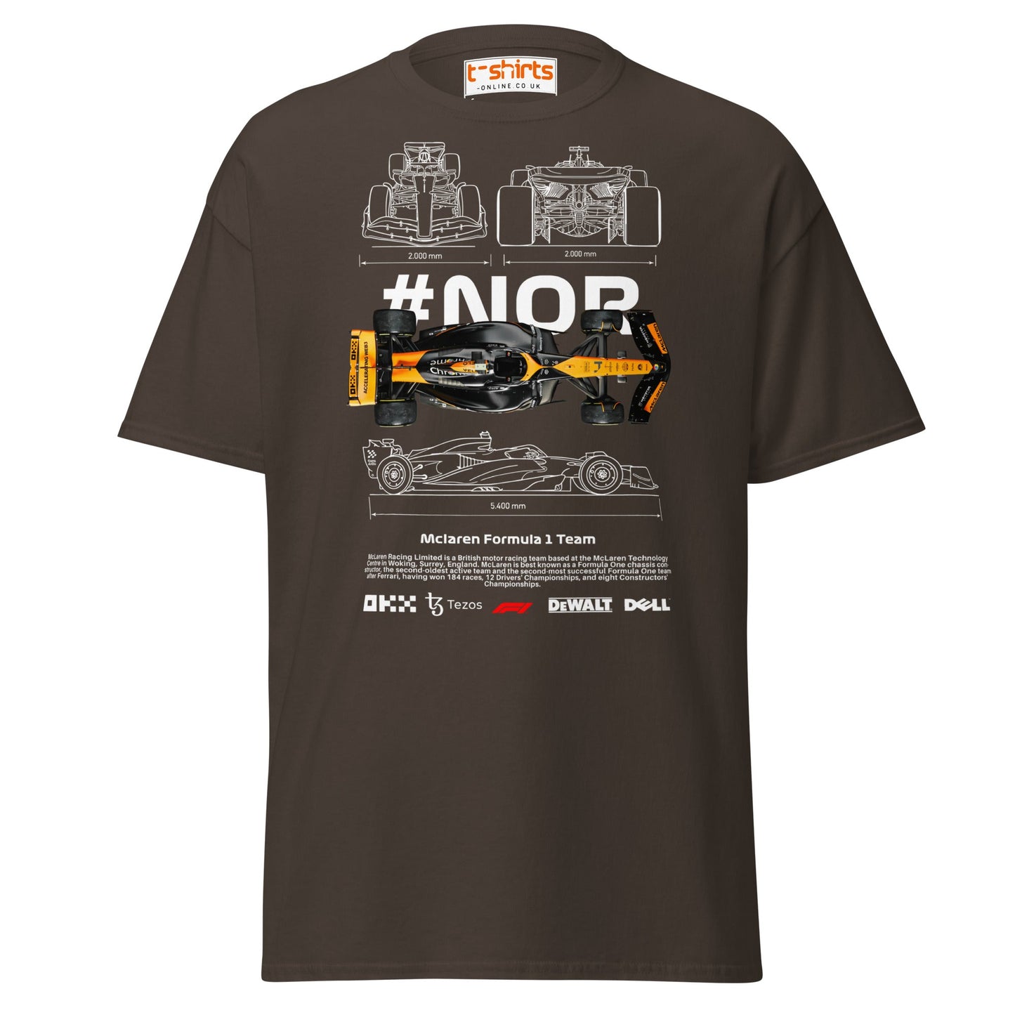 McLaren F1 Team T-Shirt | Lando Norris Blueprint Tee - Dark Chocolate - T-Shirts Online