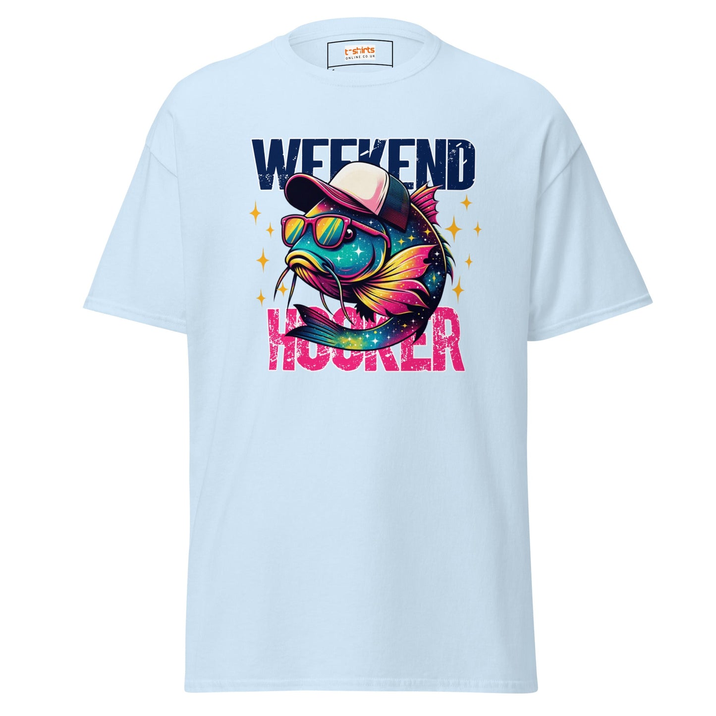 Men's Fishing T-Shirt | Weekend Hooker Tee - Light Blue - T-Shirts Online