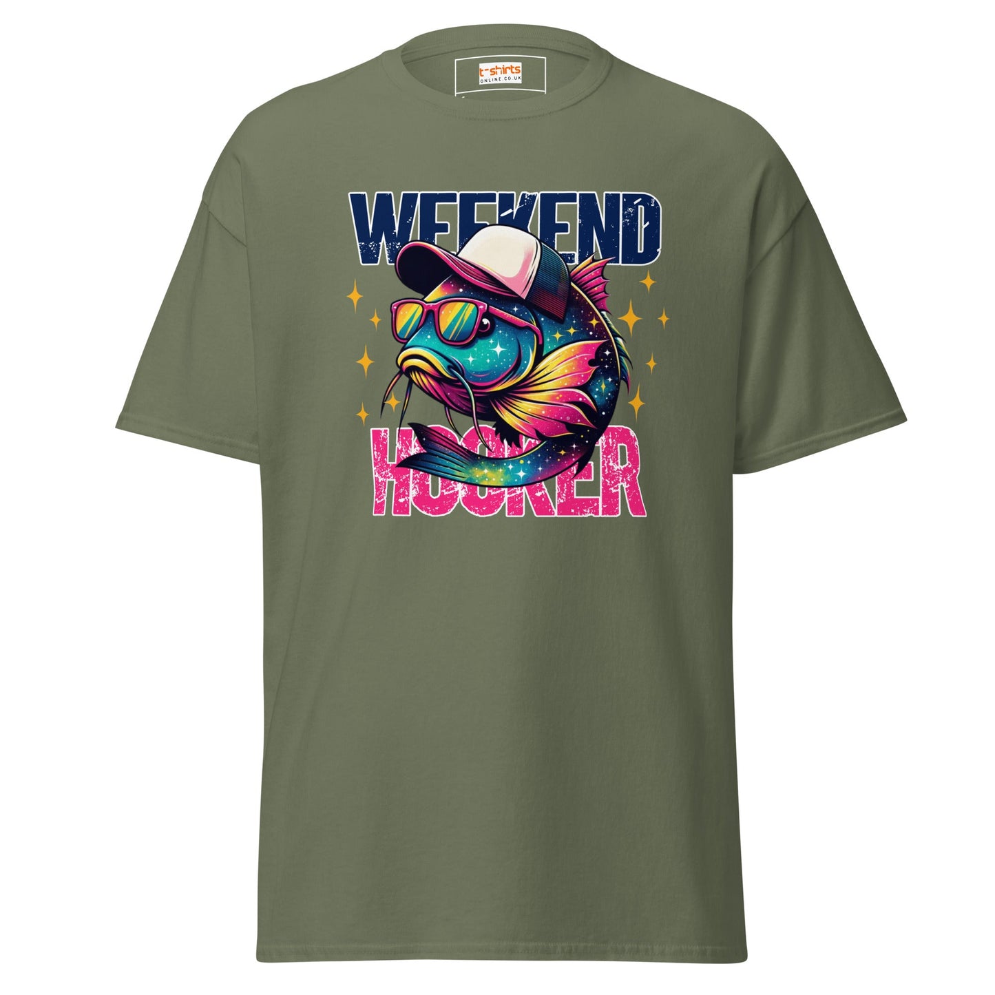 Men's Fishing T-Shirt | Weekend Hooker Tee - Military Green - T-Shirts Online