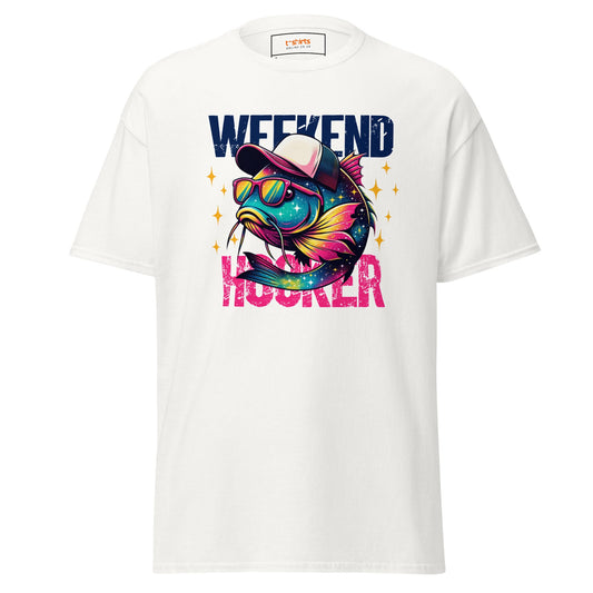 Men's Fishing T-Shirt | Weekend Hooker Tee - White - T-Shirts Online
