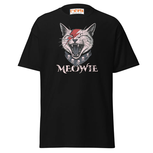 Meowie Cat T-Shirt | Funny Rock Parody Tee - Black - T-Shirts Online