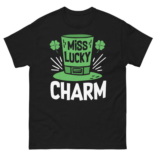 Miss Lucky Charm | St Patrick's Day T-Shirt - Black - T-Shirts Online