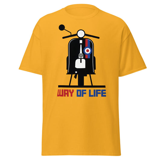 Mod Way of Life Scooter T-Shirt - Retro British Style Tee - Gold - T-Shirts Online