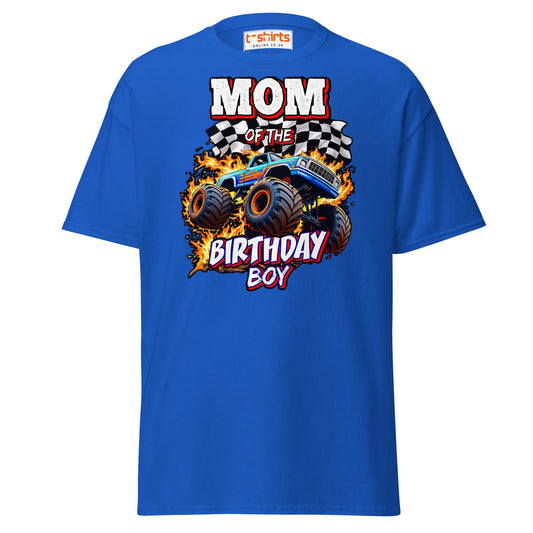 Mom of the Birthday Boy T-Shirt | Monster Truck Design - Royal - T-Shirts Online