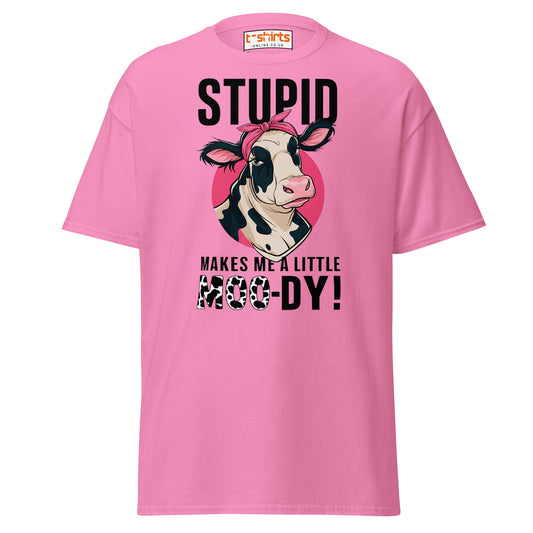 Moody Cow T-Shirt | Funny Farm Animal Humor Tee - Azalea - T-Shirts Online