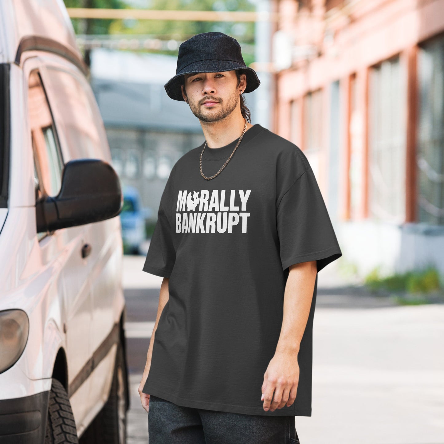 Morally Bankrupt T-Shirt | Oversized Faded Tee - Faded Black - T-Shirts Online