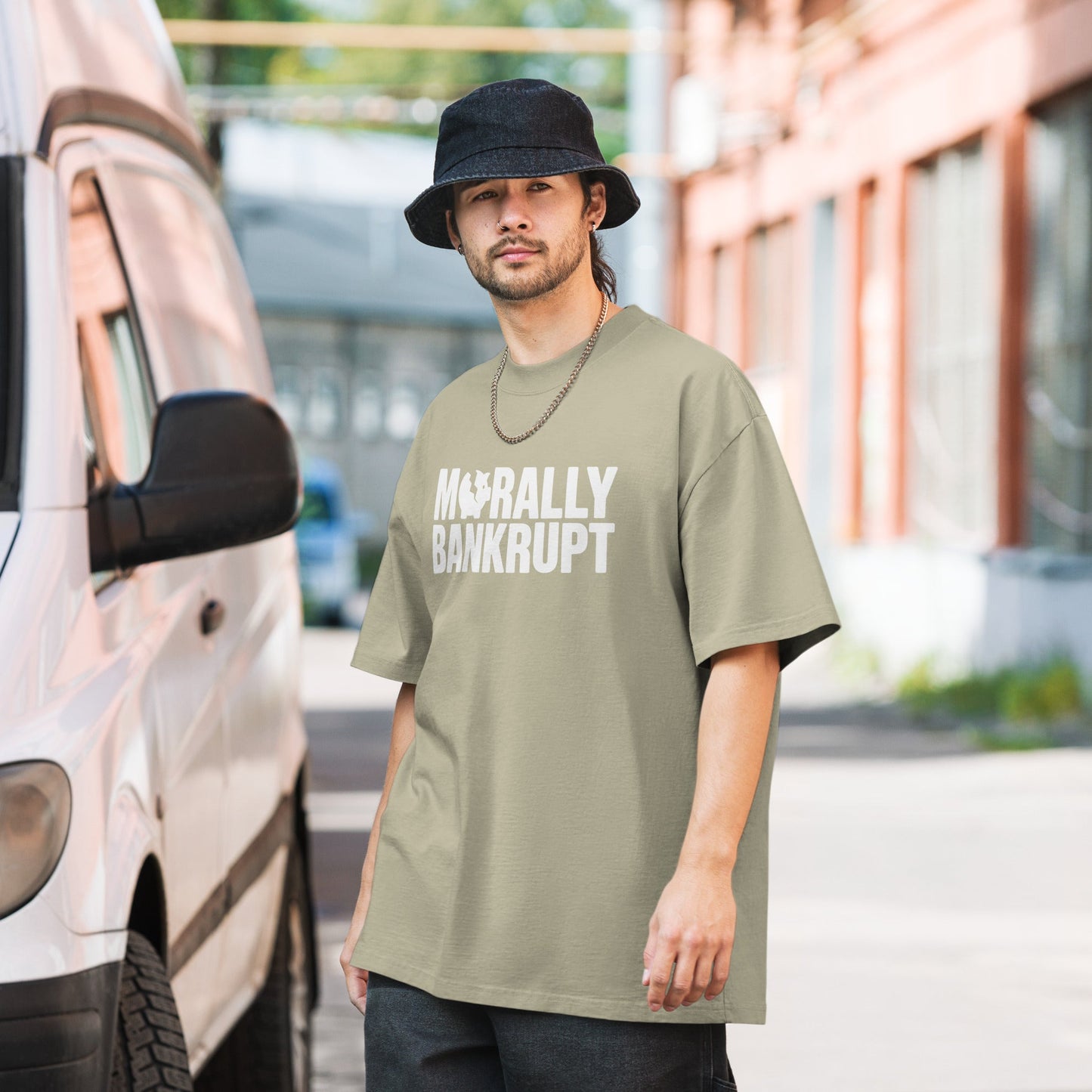 Morally Bankrupt T-Shirt | Oversized Faded Tee - Faded Eucalyptus - T-Shirts Online